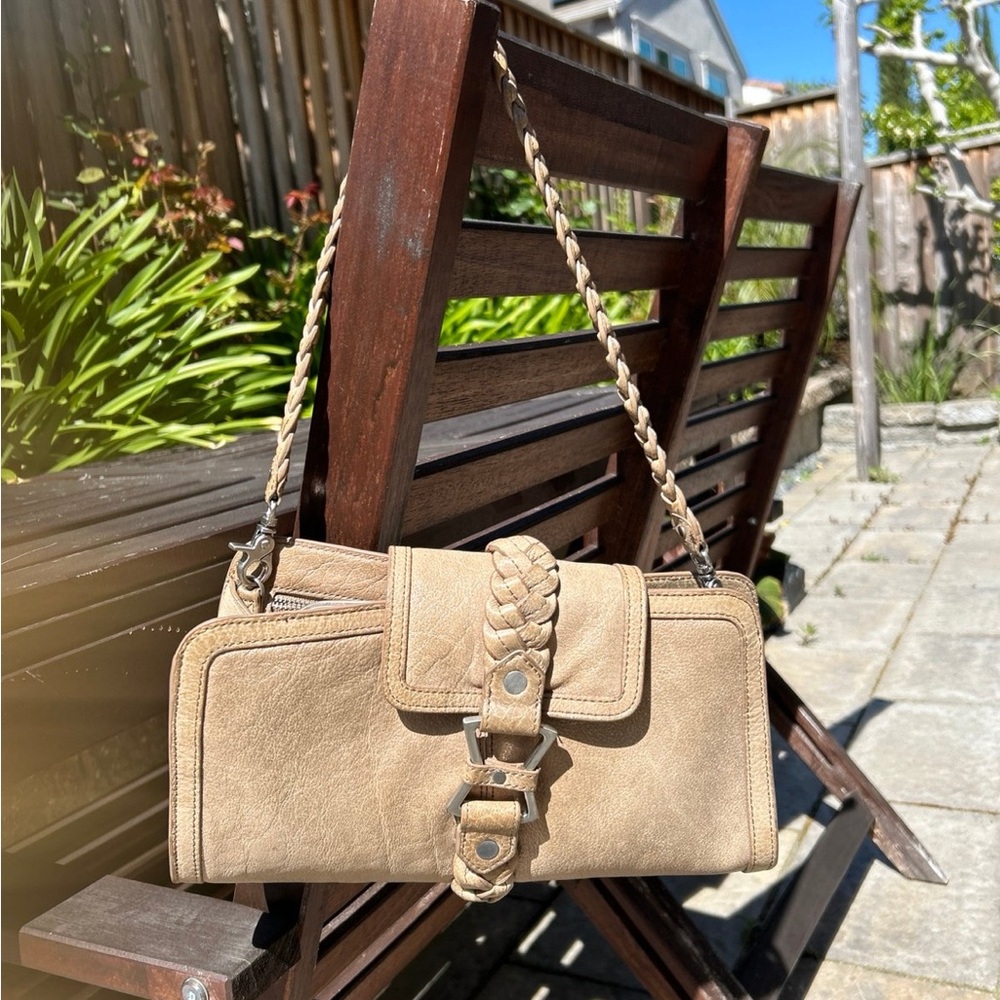 Junior Drake leather shoulder bag with matching attachable clutch